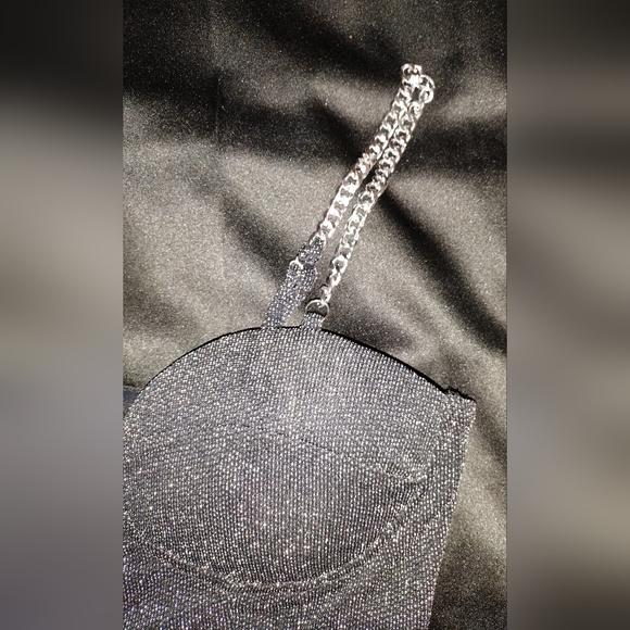 Guess Size SML Black Glitter Crop Top - Picture 4 of 4